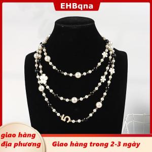 [COD] EHBqna 3PF Ship within 24 hours Cổ điển tinh tế ngọc trai dài áo len Vòng cổ thời trang phụ nữ tiệc cưới pha lê trang sức