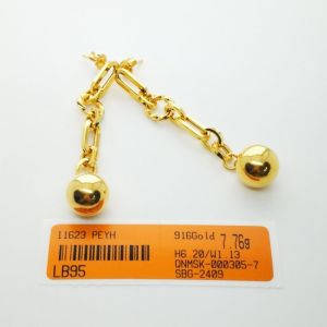 Subang Paku Design Paper Clip Bola Emas 916 Yon Hing