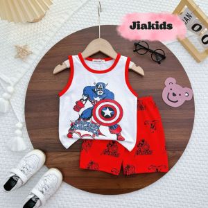 Bộ Ba Lỗ Trẻ Em Hiệu MINKY MOM Vải Cotton Lụa Cho Bé Trai 8-27kg In Hình Siêu Nhân Người Sắt Người Dơi BL-IN70