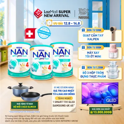 [CHỈ 12-14.08 QT ĐƠN 599K/999K/1299K] [Tặng Set Nồi Chảo Elmich] Bộ 3 lon Sữa Bột Nestlé NAN OPTIPRO PLUS 4 1500g Cho Bé 2 - 6 Tuổi: Công Thức Độc Quyền Nhập Khẩu Từ Thụy Sỹ Chứa Phức Hợp 5-HMO