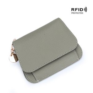 Royal Bagger Japanese Style Zipper Coin Purse for Women Genuine Cow Leather RFID Short Wallet Fashion Card Holder 2218