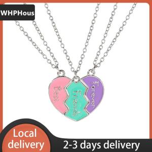 [COD] WHPHous Ship within 24 hours 1 Set BFF Necklaces For Sister BFF Birthday Friendship Jewelry Gifts Best Friend Forever Necklace For 3 Girls Matching Heart Pendant