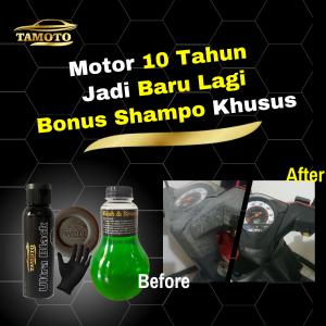 Penghitam / pengkilap body kasar motor permanen / pengkilat bodi plastik motor dan mobil seperti spakbor deck matic fender cover knalpot / kenalpot bumper plastik dan talang wiper