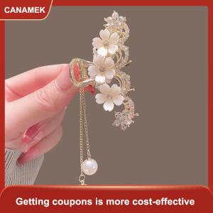 【CANAMEK】 Kẹp tóc kim loại kẹp tóc nữ kẹp tóc ở phía sau đầu hoa nhài Ngọc Trai nạm kim cương thanh lịch