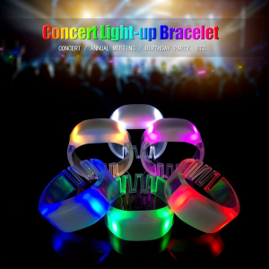 【SG Local】LED Bracelets 15 colour changes Light Up Party Wrist Band Led Flashing Light Acrylic Wrist Band Glow in the Dark For Party Festive
