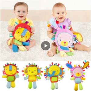 Cartoon Baby Plush Rattles Toys Appease Doll Hand Bells Elephant/Monkey/Rabbit Animal Soft Cotton Infant Educational Toys Suitable for 0-3 years old baby