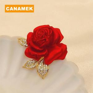【CANAMEK】 Temperament Red Rose Brooch High-end Suit Accessories Pins Design Brooches