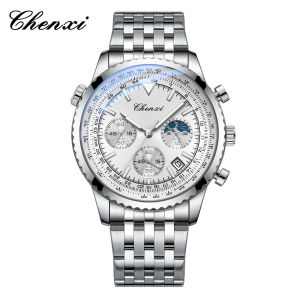 CHENXI Night Light Waterproof Timer Moon Phase Calendar Multi Functional Watch Fashion Quartz Watches for Men