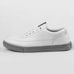 NAZ CHARLES - Sepatu Sneakers Pria NAZ Kasual Santai Putih Abu Sol Dijahit Sepatu Kets Pria LOKAL