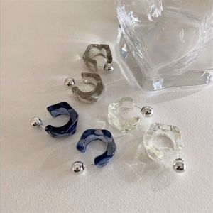 CHLOCH loại Bông tai vòng tròn acrylic Trong suốt Nhẹ Bông tai hình chữ C Vô cùng dày dặn Bông tai loại hình viên bi Trang sức nữ