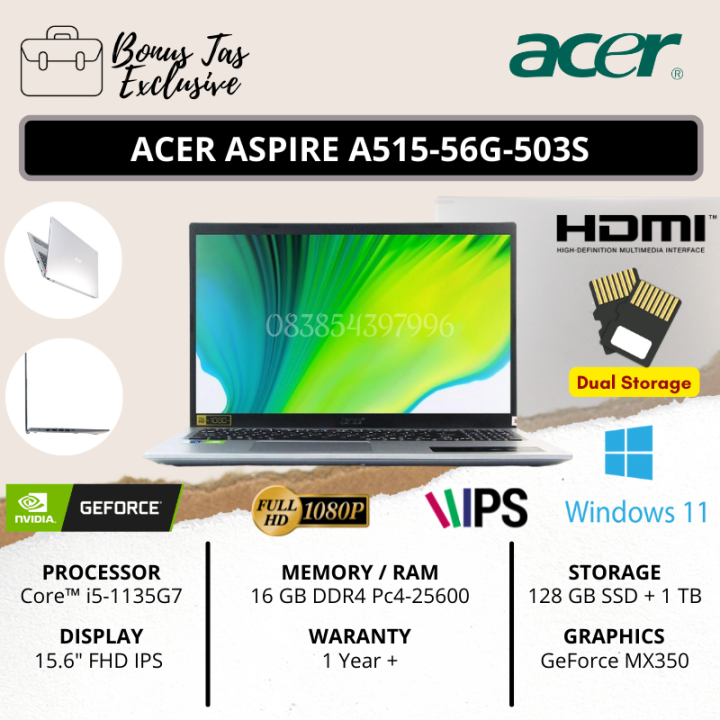 ACER ASPIRE A515-56G-503S CORE I5-1135G7 RAM 16 GB DDR4 SSD