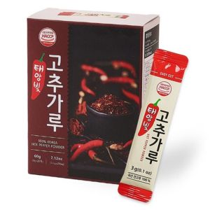 Sunshine Pepper Powder 60 grams (3 grams x 20 strips) – Top Korean sun-dried chili powder – individually packaged suitable for kimchi ramen and cooking – clean processing 100% authentic