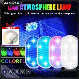 【Free Gifts】New LED Interior Car Touch Light Auto Roof Ceiling Reading Lamp Styling Night Light Colorful Mini USB Charging Car Light Aatroxw