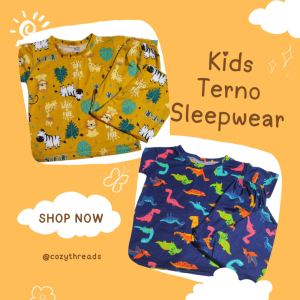 CozyThreads Pajama Terno T-shirt Set SLEEPWARE CLOTHING for Kids Boys and Girls (0-13 yrs old) COTTON SPANDEX Assorted Design (DinoAnimalsAvengersBlueeyRobloxLegoAustronautsMinionsNinja and many Design)