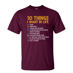 [Local Stock] HBESTY  10 Things I Want In Life Rocks Collector Summer Men Cotton TShirts Rock Enthusiast Checklist Print Geology Hobby Holiday Apparel