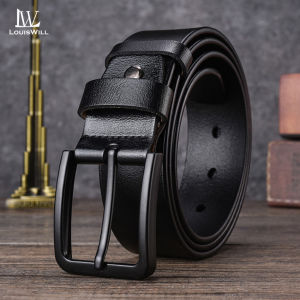 LouisWill Mens Belt Fashion Needle Buckle Belts Second-Layer Cowhide Belt Casual Business Belt 120cm Scratch Resistant Belts Leisure Belt Gentlemen Belt for Men