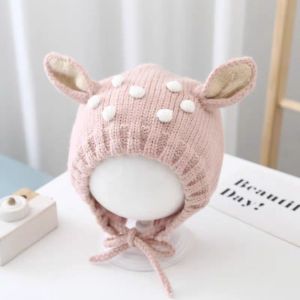 FWFHTP Vải nhung Mũ cho bé Hoạt hình Bảo vệ tai Mũ len hình hươu Dễ thương Mũ len cho trẻ sơ sinh. Mùa thu và mùa đông.