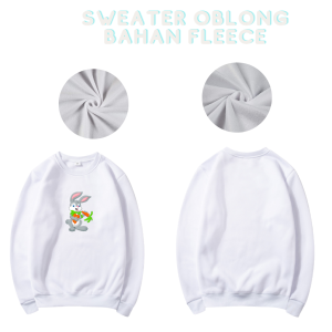 Joy Sana Sweater Crewneck Wanita Sweater Wanita Tebal Bahan Fleece Cartoon Rabbit