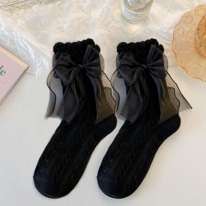 White Lolita Socks with Lace Breathable Princess JK Socks Japanese Thin Mid Socks for Women