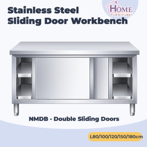 🍁Ready Stock🍁Stainless Steel Sliding Door Workbench Household Operating Table Kitchen Cabinet🍁