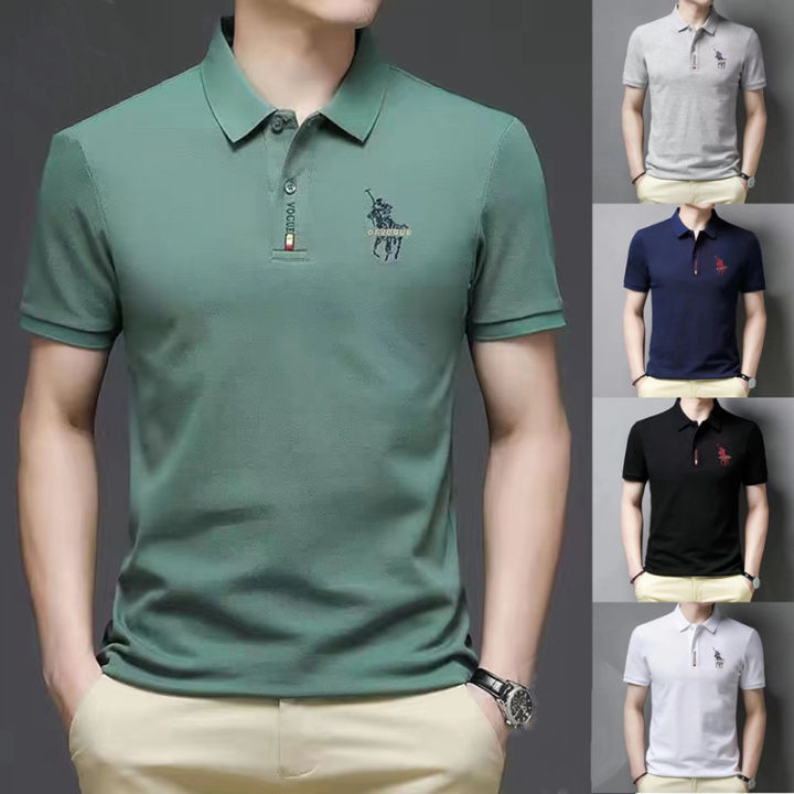 Cotton Polo Shirts 2023 Summer Men's Short Sleeve Tshirt Korean
