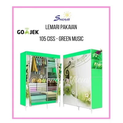 MURAH MERIAH !! LEMARI PORTABLE SERBAGUNA/ LEMARI PAKAIAN/ LEMARI RESLETING/ LEMARI GANTUNG/ BANYAK SLOT (105 CISS - GREEN MUSIC) SHENAR