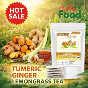 Turmeric Ginger Lemongrass Tea Bags 30pcs | Herbal Detox Drink Natural Caffeine-Free Wellness Tea