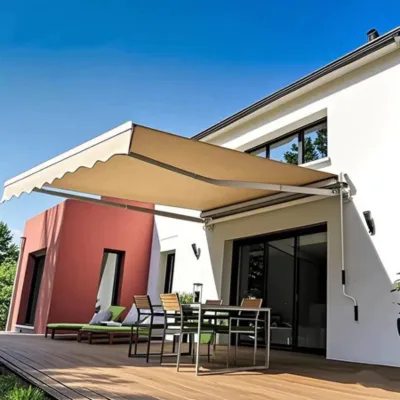 Aluminum Alloy Retractable Electric Awning with Cover Elegant Outdoor Patio Shade include motor