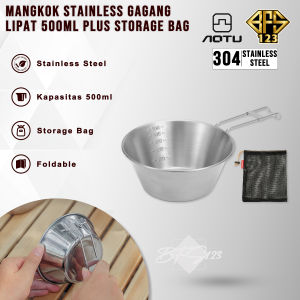AOTU Mangkok Camping 500 ml Stainless 304 Gagang Lipat Plus Storage BAG Bowl Cup Portable Camping Outdoor