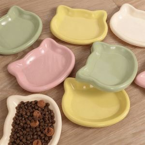 INVADER Cat Shape Cat Bowl Anti-Fall Flip Plastic Cat Plates Cute Non-slip Cat Food Bowl Pet Feeding