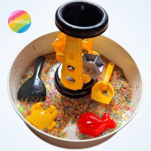 Rice/Sand/Water Construction Wheel Sensory Play and Rainbow Colour Rice (500g) Set