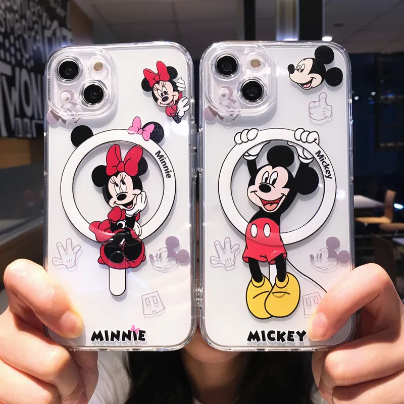 Cartoon Lovely Mickey Minnie Mouse Magsafe Mobile Phone Case For iPhone 17  Pro Max 17 Air 16 Pro Max 15 Pro Max 14 Pro Max Plus Magnetic Soft Phone