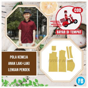 【COD】Pola Kemeja Anak Laki Laki Lengan Pendek | Pola Baju Kemeja Anak | Pola Instan | Pola Jiplak | Pola Jahitan Lengkap Firdaus Busana