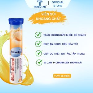 viên sủi khoáng chất tổng hợp Mivolis Multi-Mineral 20 viên của Đức thuần chay hương cam chanh thơm ngon