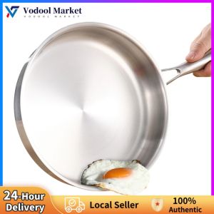 Premium 316 Stainless Steel Frying Pan with Lid Non-Stick Flat Bottom Skillet for Frying Eggs and Steaks Kitchen Essential