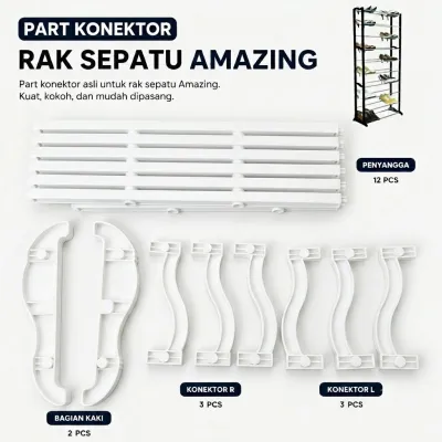 Part Konector Rak Sepatu Amazing Serbaguna Rak Kerudung Jilbab Standing