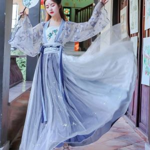 Ancient costume Hanfu super fairy Chinese style waist long skirt cosplay student costume