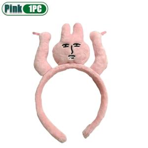 1PCS Headbands New Pink Bunny Hair Band Quirky Fun Plush Headband Grip Bangs Cute Photo Decoration Hair Bands Headdress
