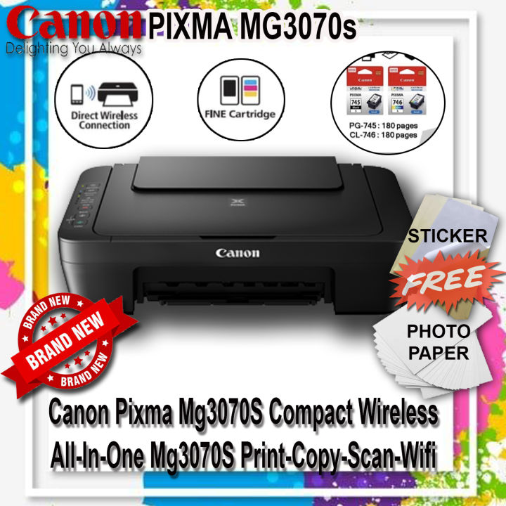 Canon Pixma Mg3070S Compact Wireless All-In-One Mg3070S Print-Copy