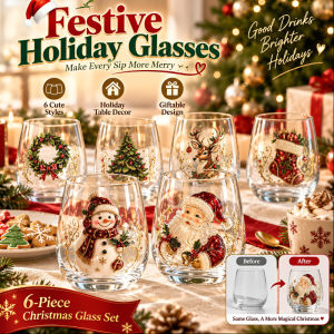 New Portable Christmas Glass Art Cup Cute Xmas Drinking Glass Festive Holiday Water Cup Novelty Christmas Glassware