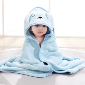 Aibeile Baby Hooded Bath Towel for Baby Fashion Cartoon Animals Image Washcloth 100 Cotton Air Condition Quilt Swaddle Wrap Baby