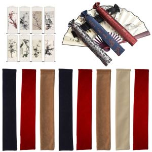 WEIYA Chinese Brush Calligraphy Paintings Bag Velvet Cloth Gifts Packing Folding Hand Fan Bag Drawstring Bag Vintage Flute Protector Case Cover Picture
