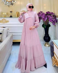 Syaila Dress Bhn Cerutty Bbydoll Full Puring Mix Brukat Apk Swaroski Baju Gamis Wanita Remaja OOTD Slebgram