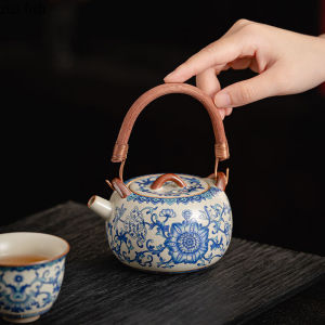 Blue and White Pottery Teapot Vintage Filter Tea Maker Single Pot Loop-Handled Teapot Tea Brewing Utensil Home Kung Fu Tea Set2026