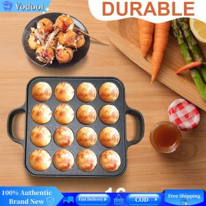 [Vodool Brand Center] 16 Hole Iron Takoyaki Grill Pan Non-Stick Octopus Ball Pancake Maker Octopus Meatball Pan Kitchen Cookware Kitchenware