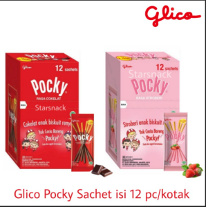 (Per BOX isi 12 Sachet) Glico Pocky 2000 Biskuit Chocolate Strawberry Poki Pocki
