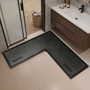 SQMETR Anti-slip Kitchen Rug L-Shaped Water Absorbent Kitchen Corner Carpet Luxury Oil-resistant Bathroom Mat For Home Corner