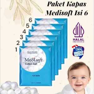 PAKET 6 PCS COTTON BALL MEDISOFT BIRU 75 GRAM / PAKET 6 PCS MEDISOFT HIJAU 120 GRAM / KAPAS BULAT PERAWATAN BAYI