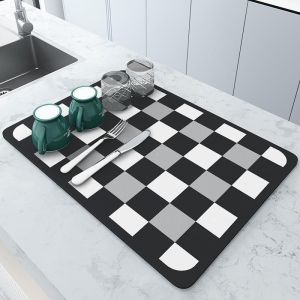 Absorbent pad for kitchen dish drying mat kitchen table mat placemats coasters water absorbent Quick Dry Thickened Durable Diatomite Mat washable splash-proof anti slip bathroom durable tableware dish accessories Coffee Cup Drain Pad for Counter top