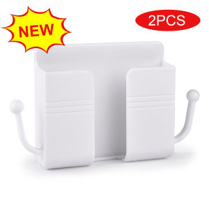 2pcs 收纳盒Wall Charger Storage Box Wall Mounted Phone Holder Hanging Cable Multipurpose Nail Free Charge Pemegang Telefon遥控，手机，收纳盒